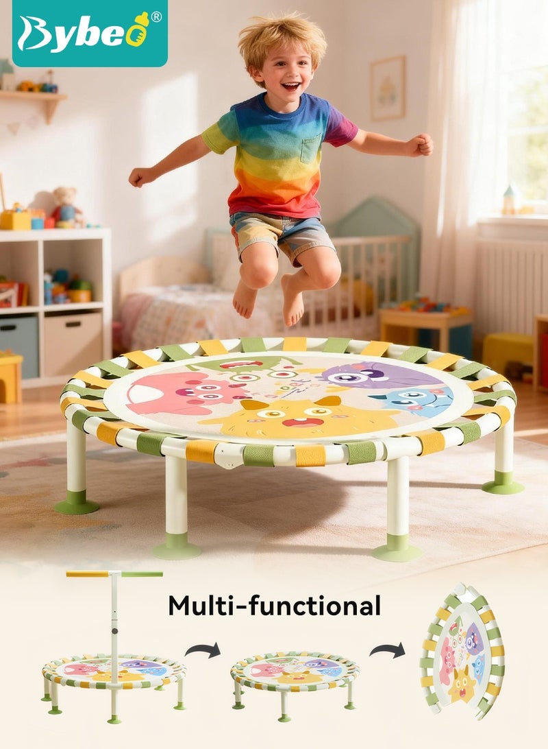 Bybeo 40" Kids Trampoline, Foldable Baby Jumper with Handle, 3 Height-Adjustable Toddler Trampoline With Large Bearing for Indoor & Outdoor, Kids Jumping Toy, Children Bouncer, Max Load 250KG - Image 1